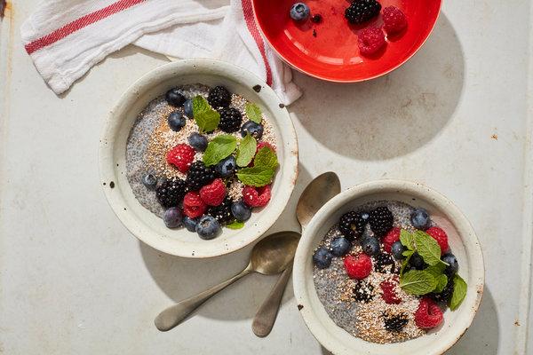 Chia Pudding With Berries and Popped Amaranth